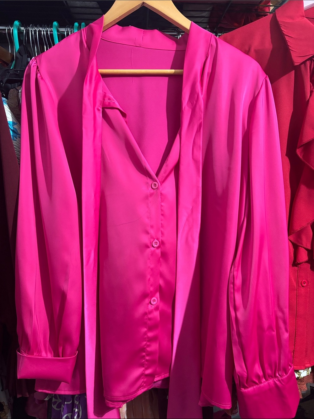 Satin pink blouse (No brand)